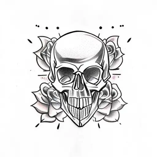 Skull with gotic font text G59 in barbed wire tattoo design idea