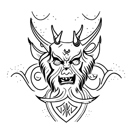 J with devil horns tattoo design idea