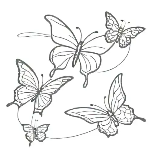 3 butterflies flying tattoo design idea