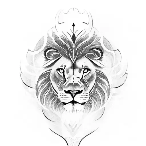 Vision for the Tattoo Design: Central Figure: The lion, positioned at the heart of the sleeve, exudes majesty and author tattoo design idea