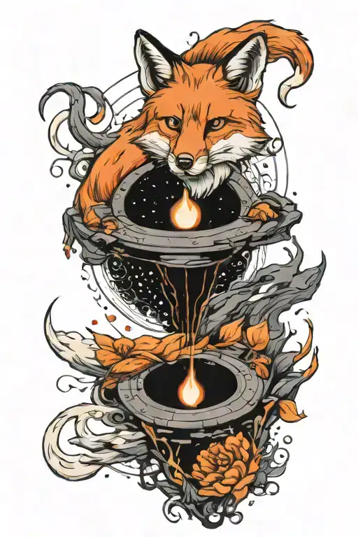 Fox above the black hole  tattoo design idea
