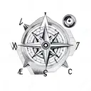 Mountain with compass horizontal  tattoo design idea