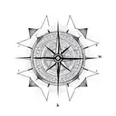 Mountain with compass horizontal  tattoo design idea