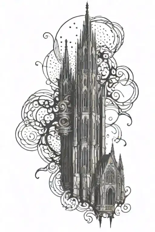 Gothic cathedral tattoo design idea