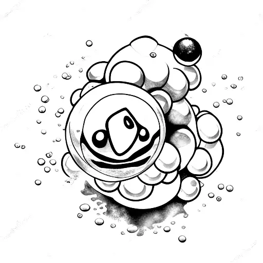 4 8-bit style Pokéballs with water colour effect tattoo design idea