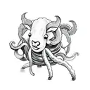 the kraken captured the little sheep. tattoo design idea