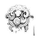 the kraken captured the little sheep. tattoo design idea