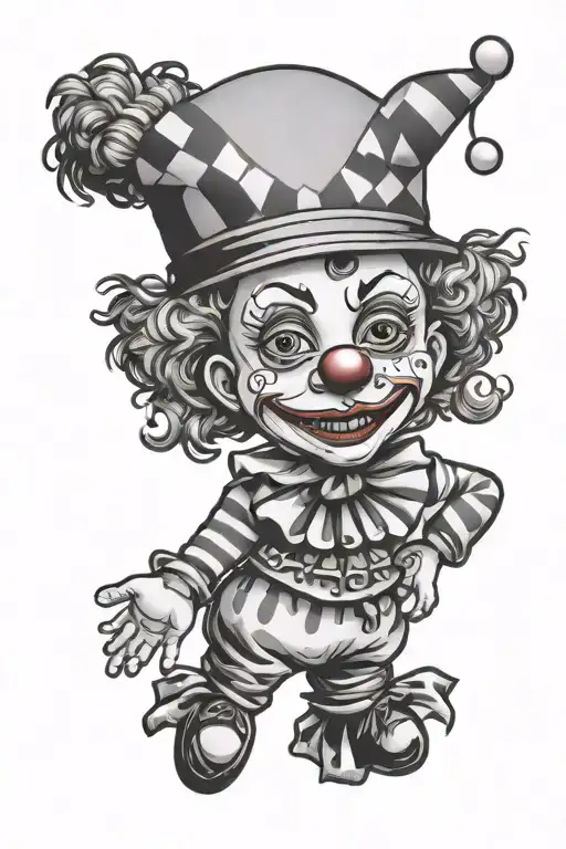 clown boy pin doll tattoo design idea