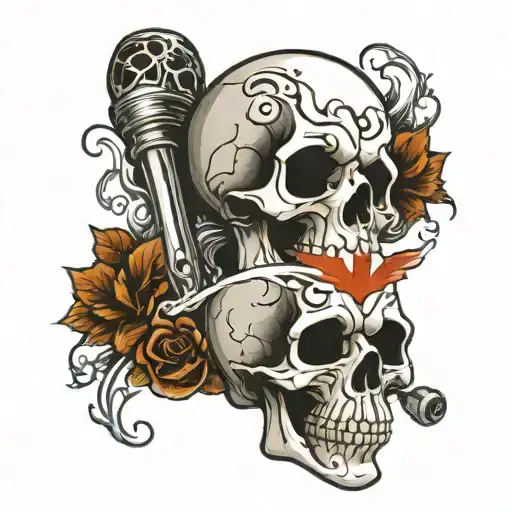 skull piston smoke canada flag tattoo design idea