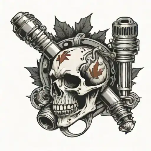 canada skull piston rods spark plugs tattoo design idea