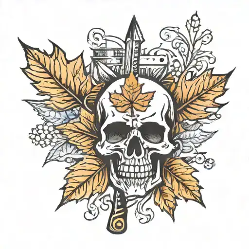 skull piston rod canada maple leaf trinidad tattoo design idea