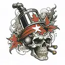 skull piston smoke canada flag tattoo design idea