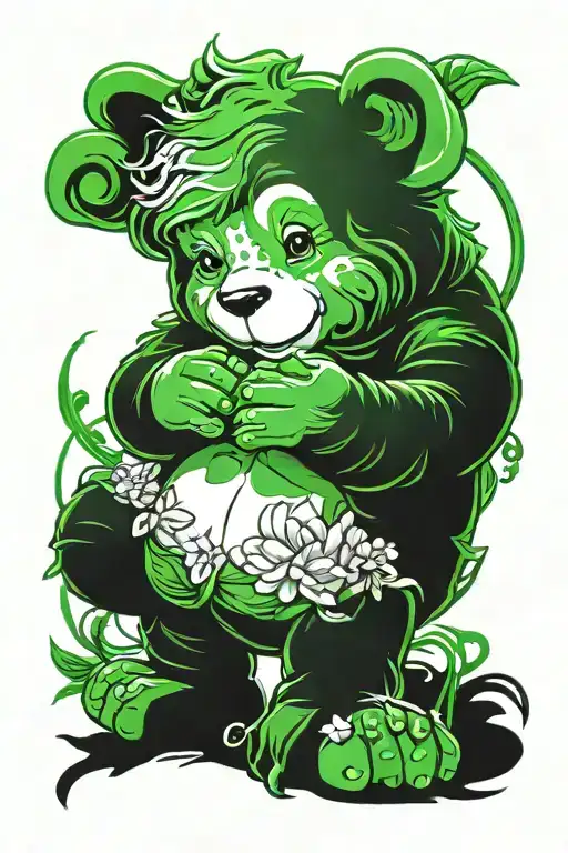 green care bear tattoo design idea