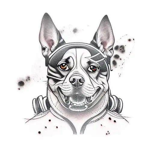 Create a tattoo of a dog running alongside a football player on a track tattoo design idea