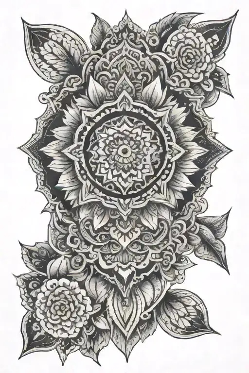 knife and dot work mandala tattoo design idea