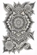 knife and dot work mandala tattoo design idea
