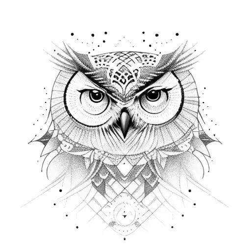 A singing owl wearing a stylish outfit tattoo design idea