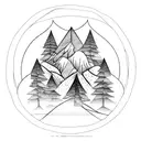 mountain and joy tattoo design idea