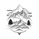 mountain and joy tattoo design idea