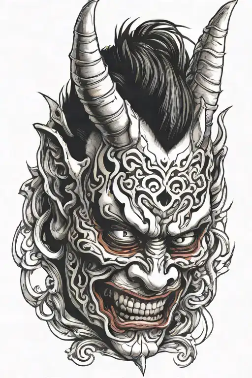 mascara de hannya tattoo design idea