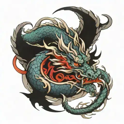 Korean dragon intertwined tattoo design idea