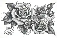 roses surrounding and mom written tattoo design idea
