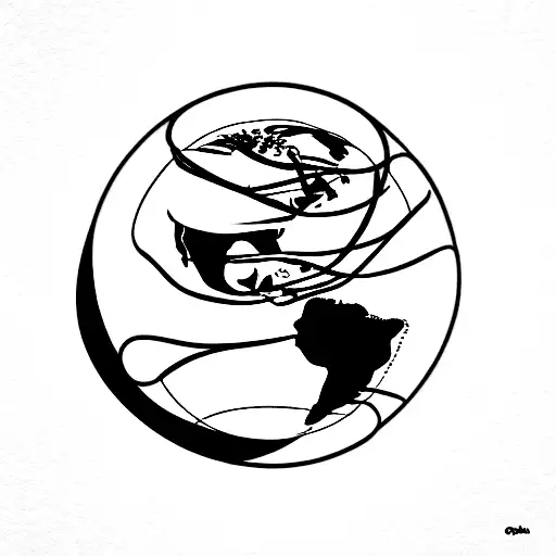 globe, airplane, continents, ghana, ohio tattoo design idea