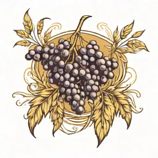 wheat field, grapes, warer tattoo design idea