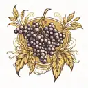 wheat field, grapes, warer tattoo design idea