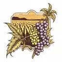 wheat field, grapes, warer tattoo design idea