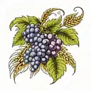 wheat field, grapes, warer tattoo design idea