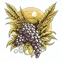 wheat field, grapes, warer tattoo design idea