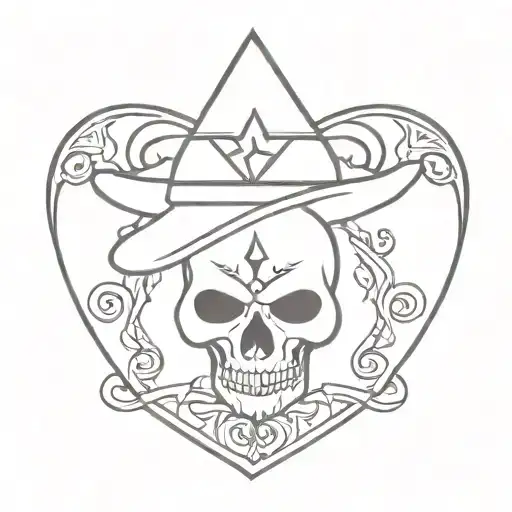 western with skull and ace of spades  tattoo design idea