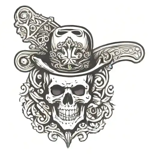 western with skull and ace of spades  tattoo design idea