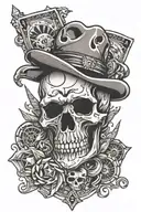 western with skull and aces cool line tattoo tattoo design idea