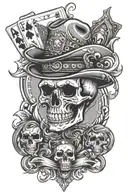 western with skull and aces cool line tattoo tattoo design idea