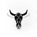 cow skull with marigold flowers tattoo design idea
