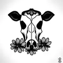 cow skull with marigold flowers tattoo design idea