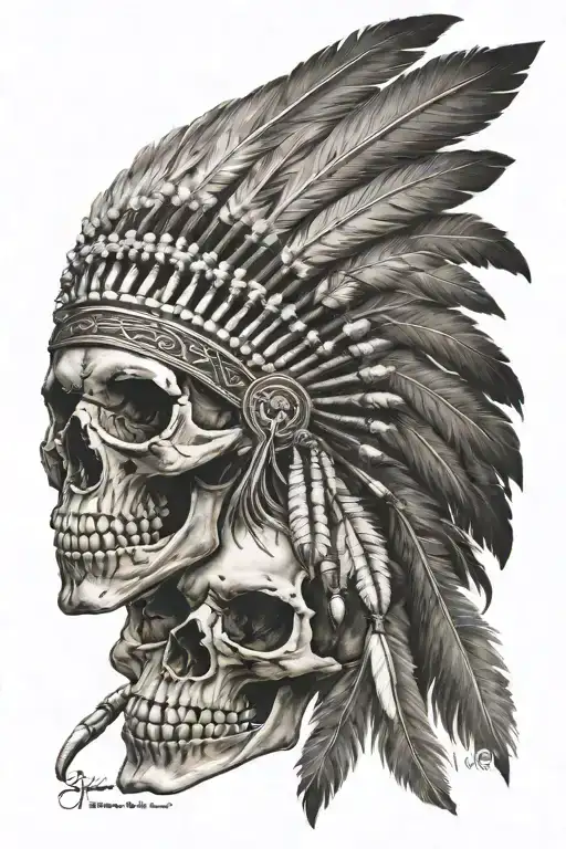 Native American skull tattoo design idea