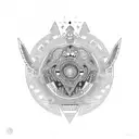 Aztec calendar with a modern twist incorporating futuristic elements tattoo design idea