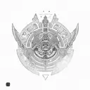 Aztec calendar with a modern twist incorporating futuristic elements tattoo design idea