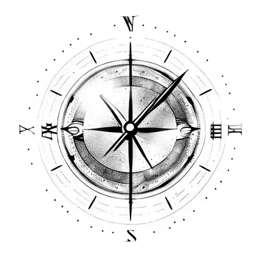 outer space, clock, compass, eye tattoo design idea