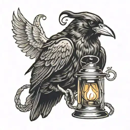 raven as a grim reaper holding latern Thomas Shelby tattoo design idea