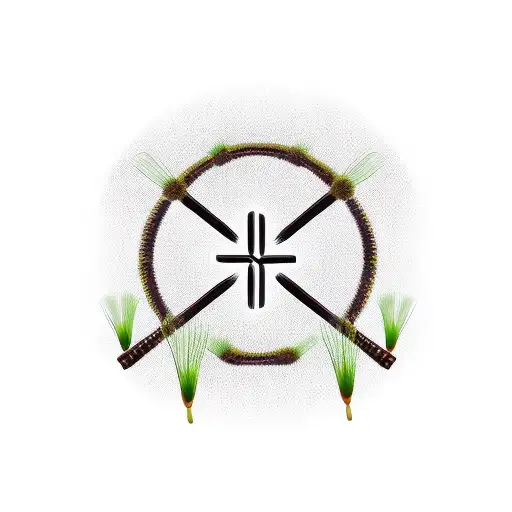 cross surrounded by cat tails  tattoo design idea