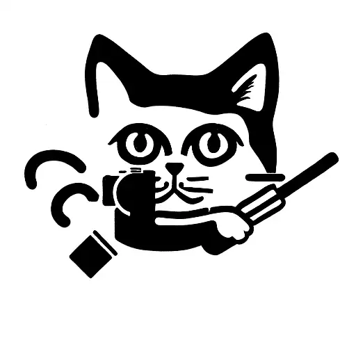 cat with gun tattoo design idea