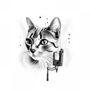 cat with gun tattoo design idea