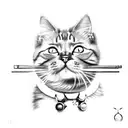 cat with gun tattoo design idea