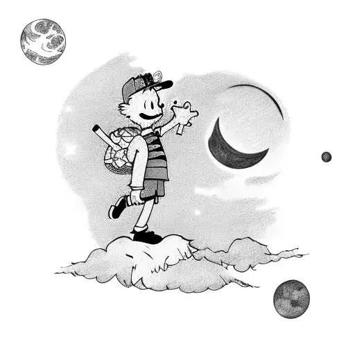 Calvin and Hobbes night sky tattoo design idea