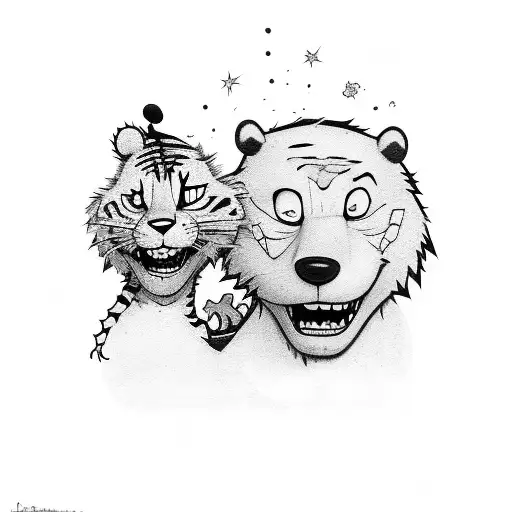 Calvin and Hobbes stars  tattoo design idea