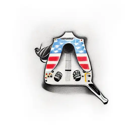 a guitar with the words "  hm What was th-, hm That was what- Eh, hm Hm, if, hm We-well, hm" underneath tattoo design idea